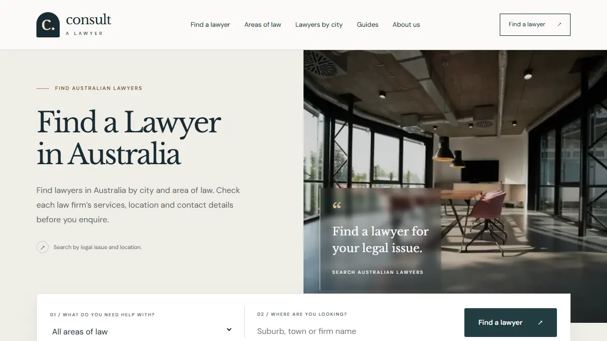 Consult a Lawyer homepage screenshot captured 26 September 2026