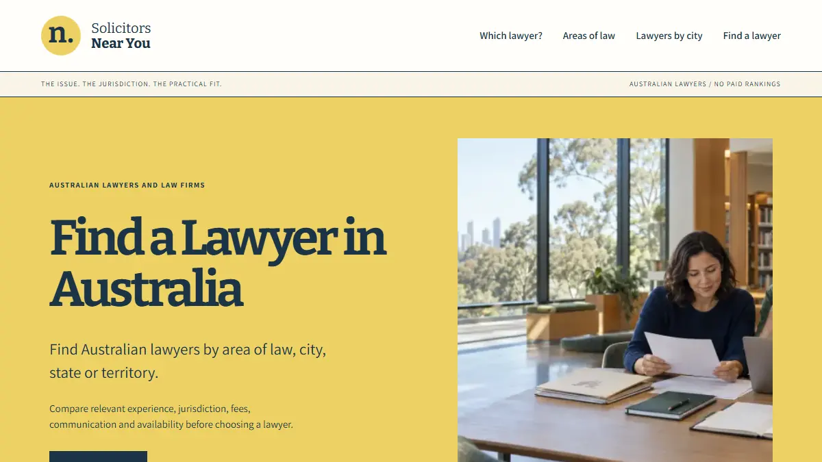 Solicitors Near You homepage screenshot captured 26 September 2026